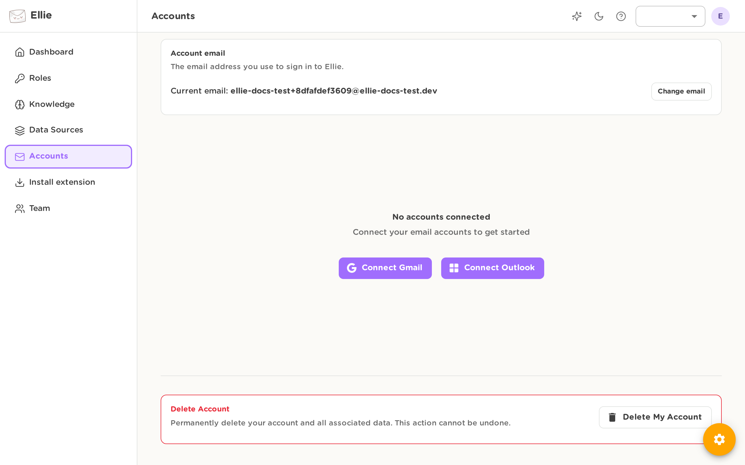 This view should show the list of connected calendar accounts for the signed-in user.